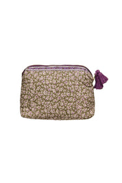 Louis Misha - Pochette trapuntata con nappe, fiori verdi e viola: Senza / Sogni di Fresia Kaki / S