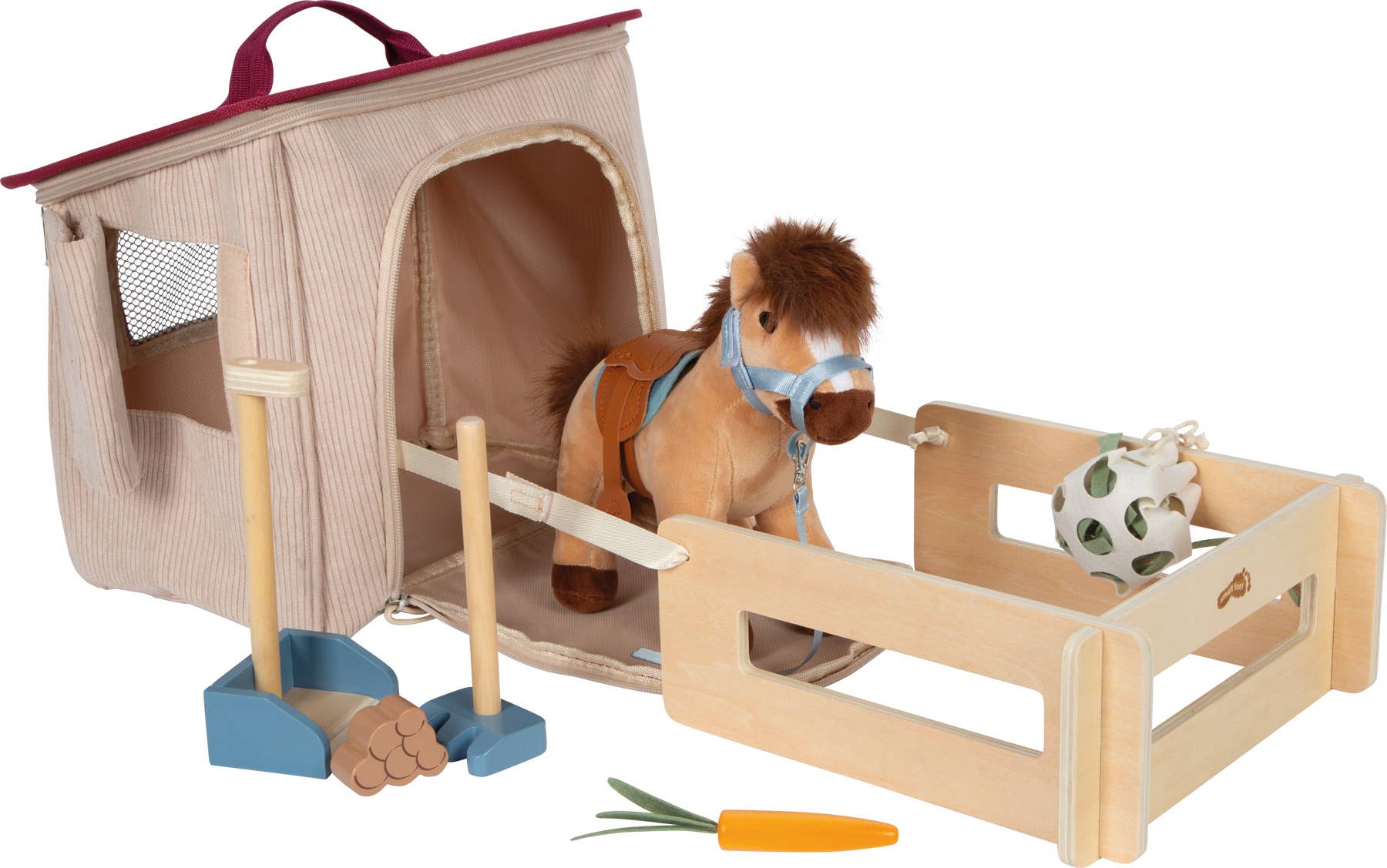 small foot Set da gioco cavallo con stalla e accessori nella borsa