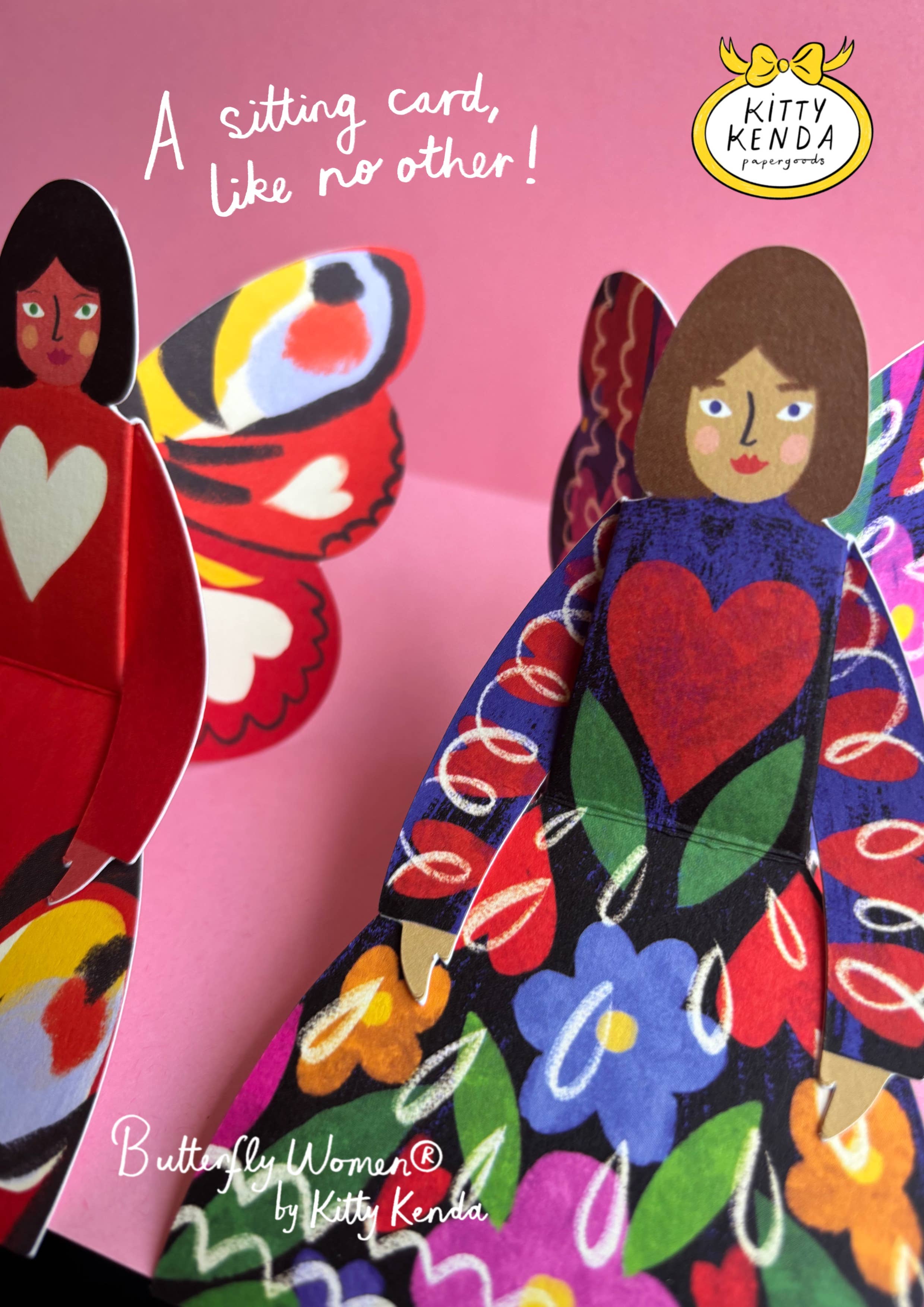 Kitty Kenda Papergoods Biglietto di Auguri Donna Farfalla Seduta - Pavone