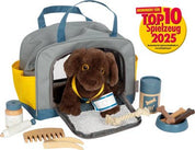 small foot Cucciolo di cane con borsa e kit toelettatura | gioco di ruolo | giocattolo in legno