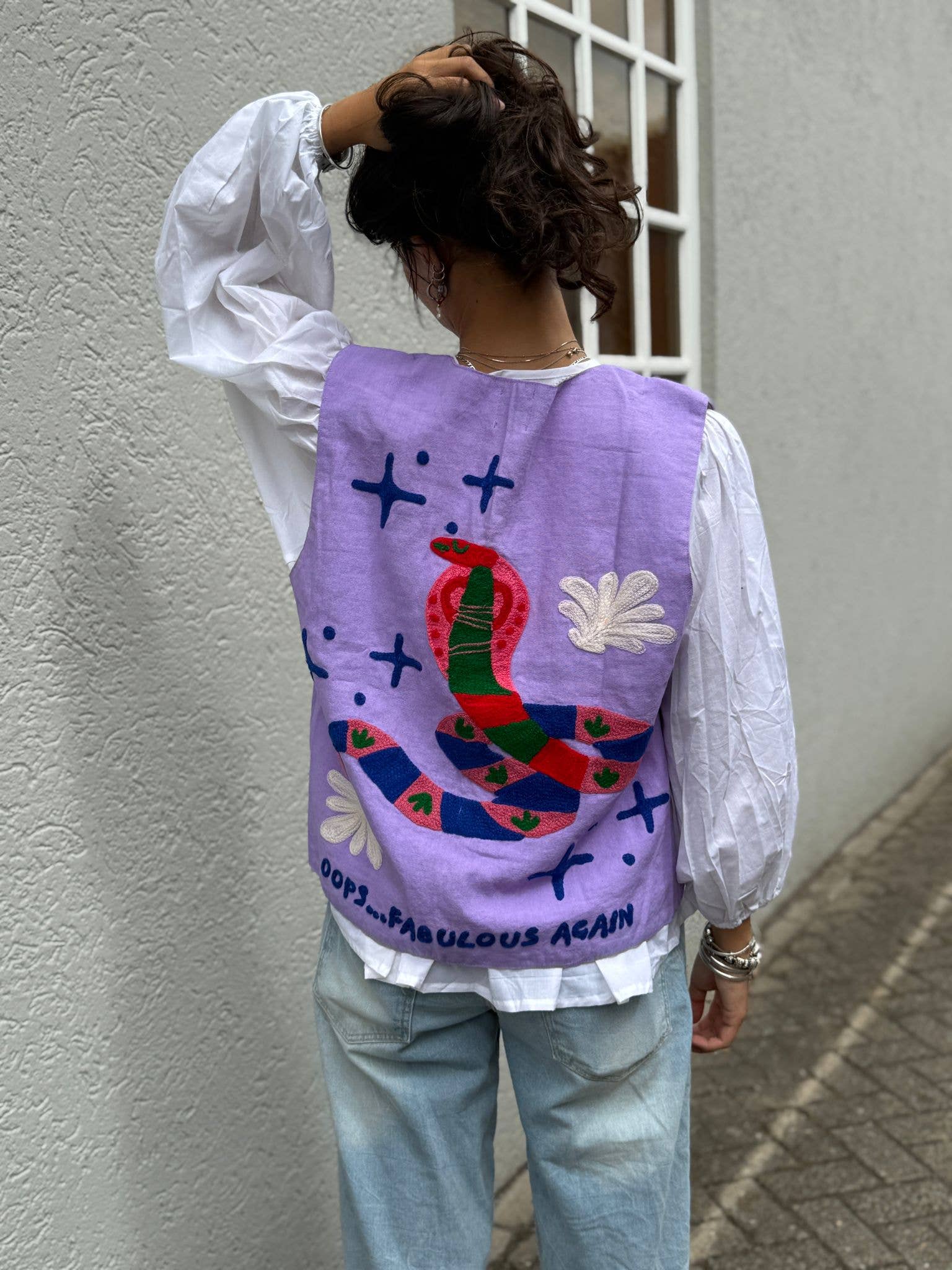 ToutVintage Gilet in cotone Suzani Serpente viola