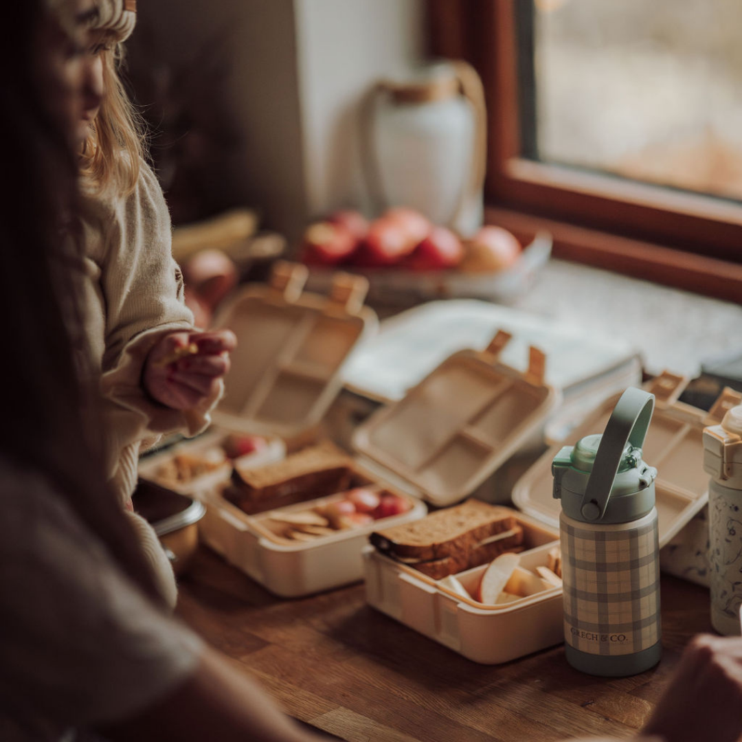 GRECH & CO Lunchbox a 3 Scomparti a Prova di Perdite | Lille Cottage Club: Sienna a quadretti