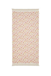 Louise Misha Asciugamano da Spiaggia Lana - Pompon - fiori - rosa - lilla: Campi di Crema Bucolia / T1(75X150)