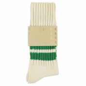 ESCUYER Calzini Stripes Crew - Ecru/Verde: EU 39/45 UK 6/10.5 US 6.5/11