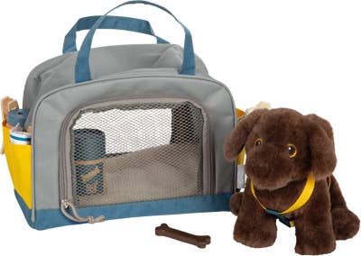 small foot Cucciolo di cane con borsa e kit toelettatura | gioco di ruolo | giocattolo in legno
