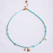 Bazou Collana Miyuki con sfaccettature e stella marina - menta