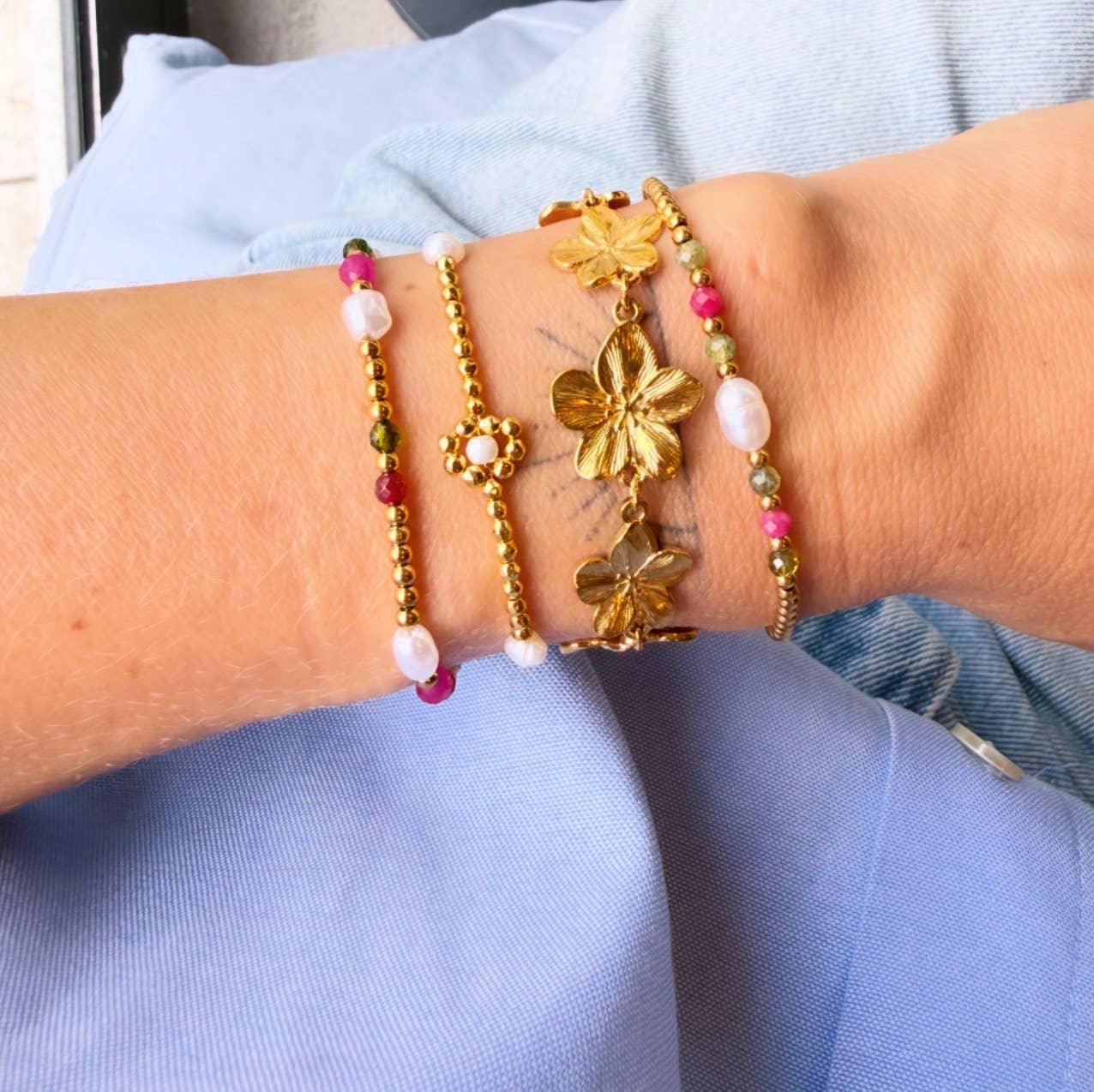 Bazou Bracciale di perline con una perla