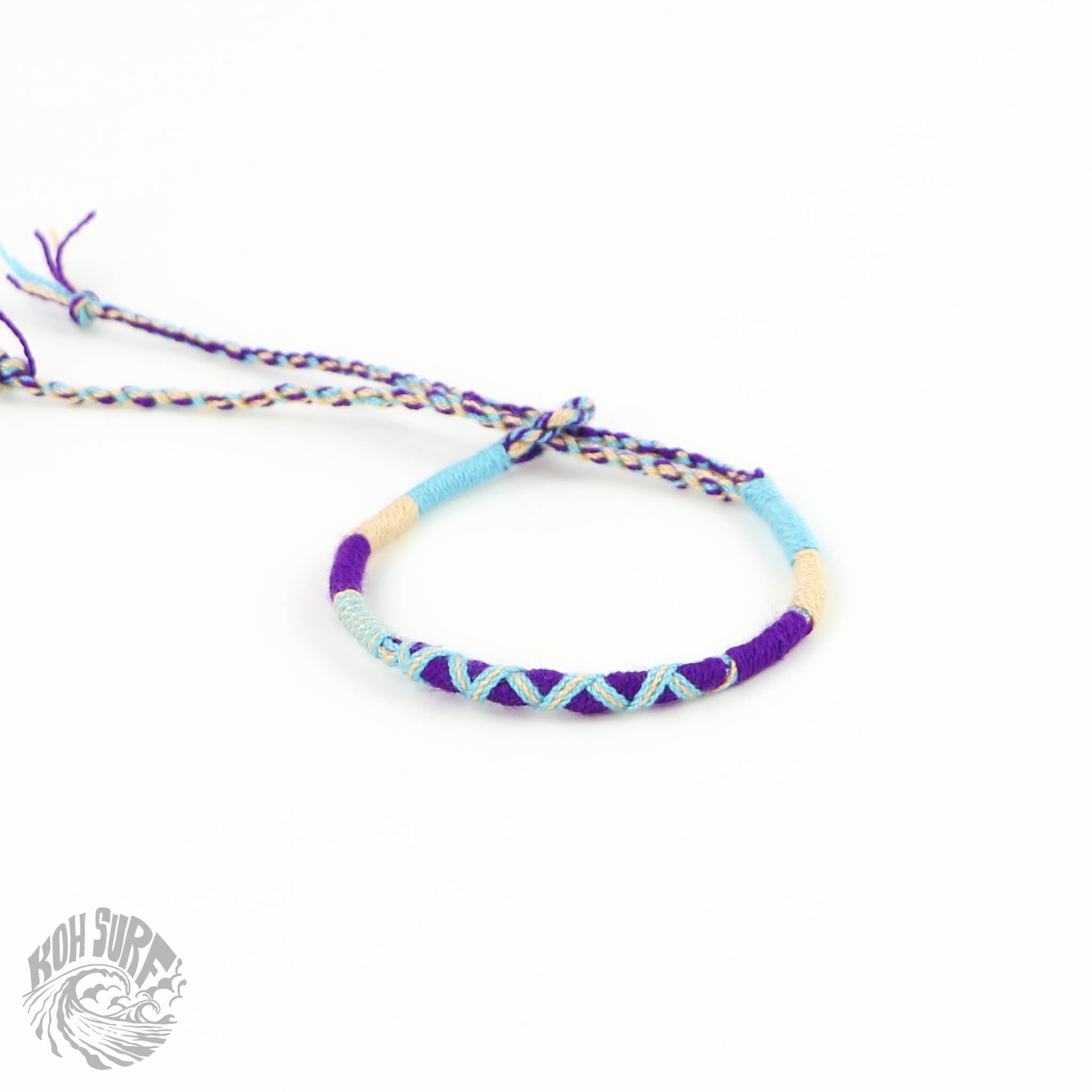 Pineapple Island Bracciale in cotone intrecciato a mano di Koh Surf: Arancione e blu