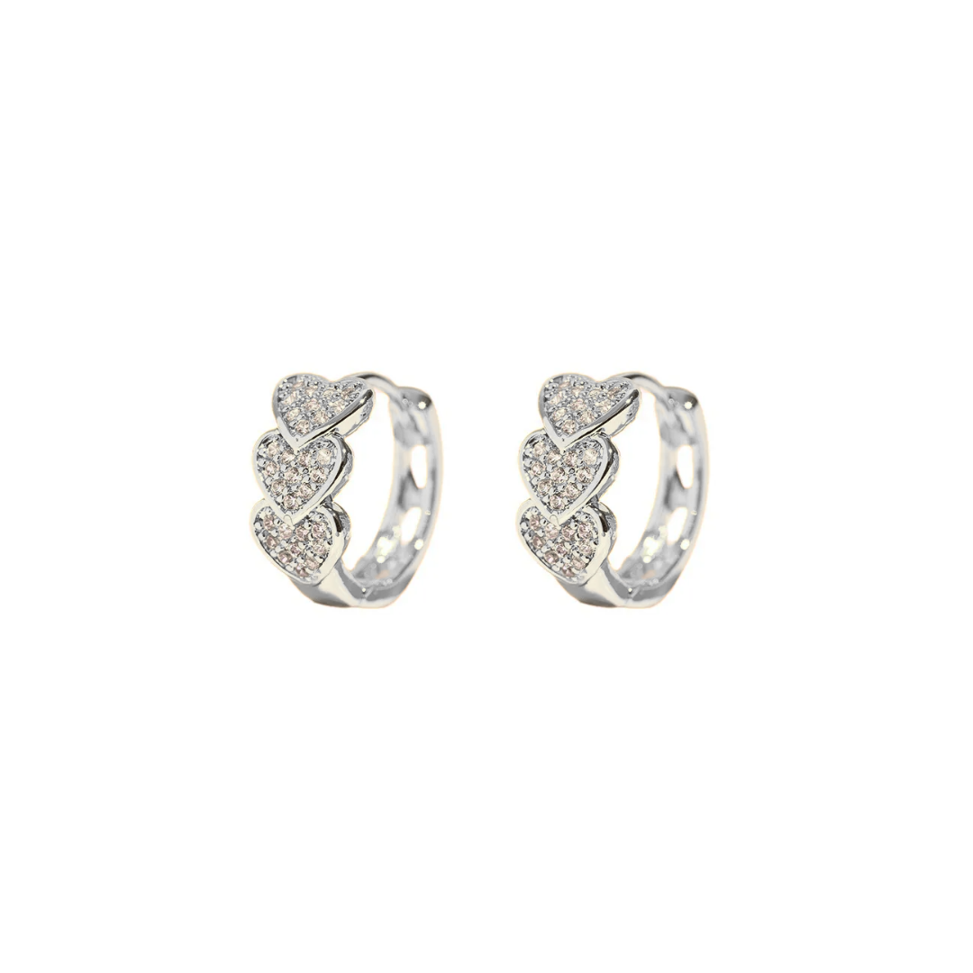 Rosies Orecchini a cerchio a forma di cuore: Bianco / Oro