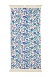 Louise Misha Telo Mare Lana - Pomponi - fiori - blu - rosa: Prato estivo blu / T2(90X170)