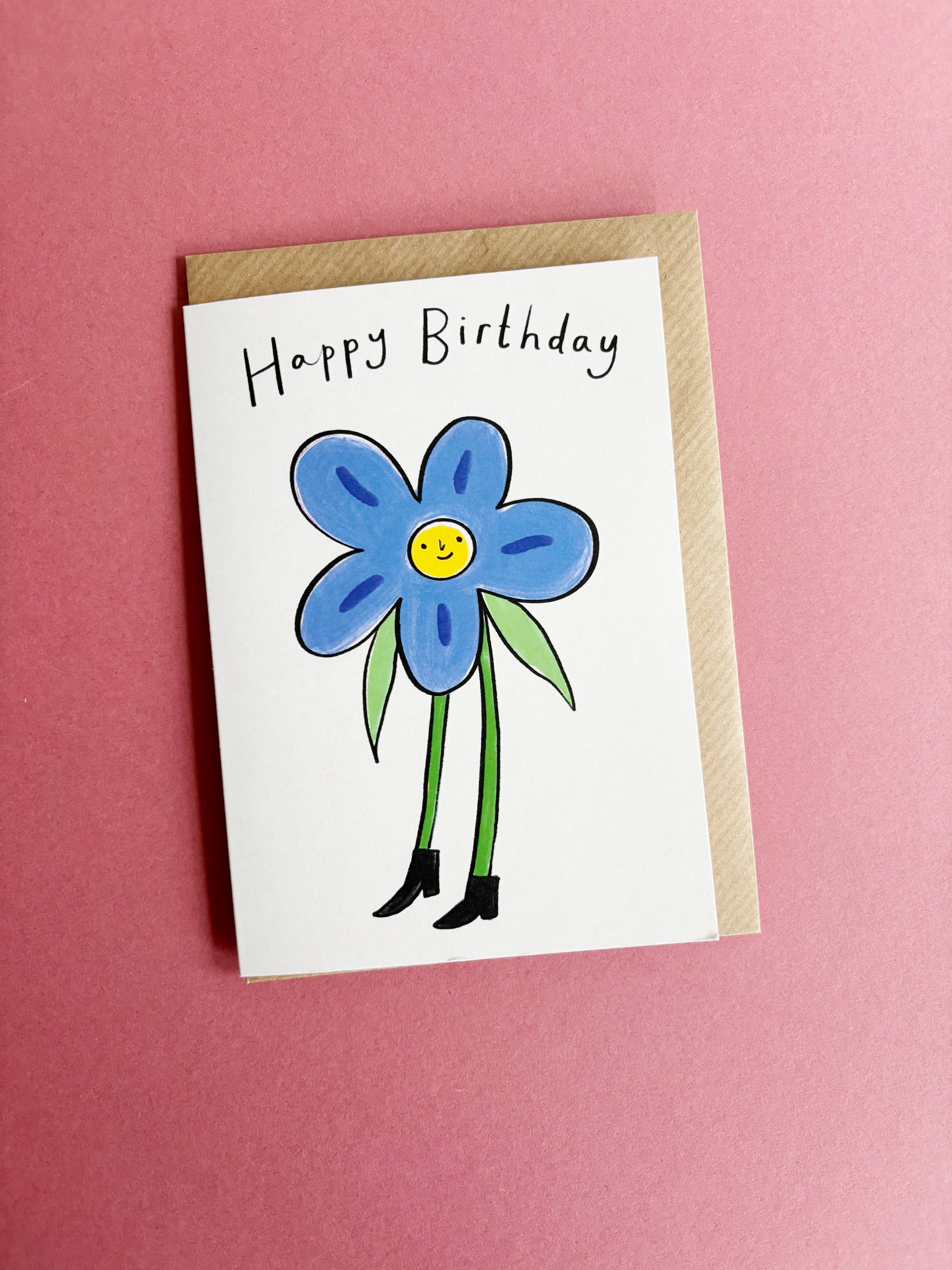 Kitty Kenda Papergoods Biglietto di auguri ecologico Happy Birthday Flower Person