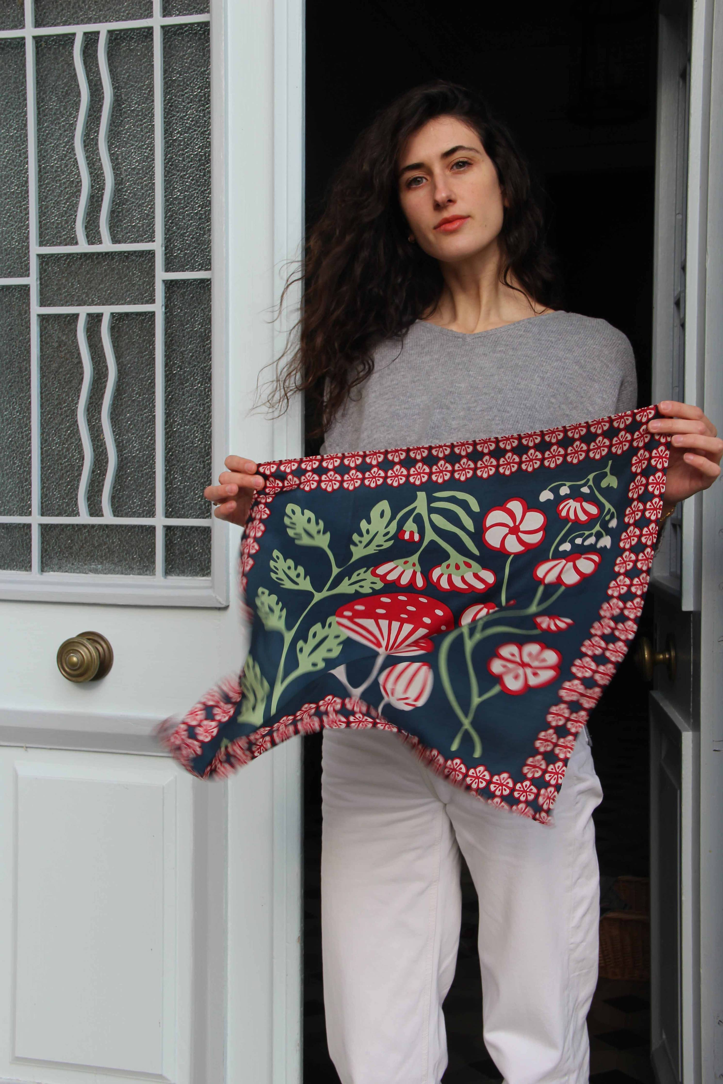 Les Belles VagabondesMini foulard Alice Marine Navy
