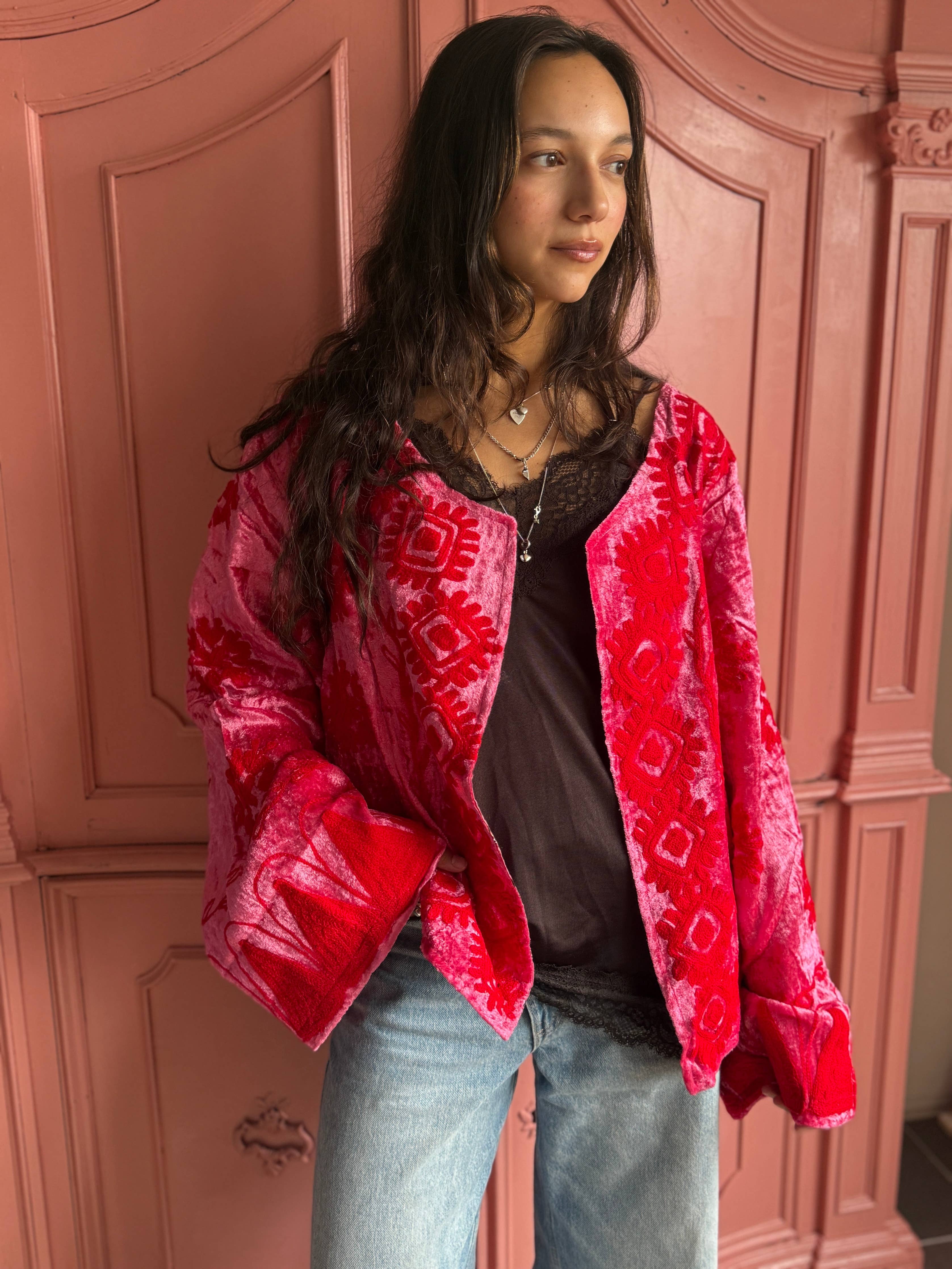 TOUT - Giacca Yasmine Velluto di Seta Rosa