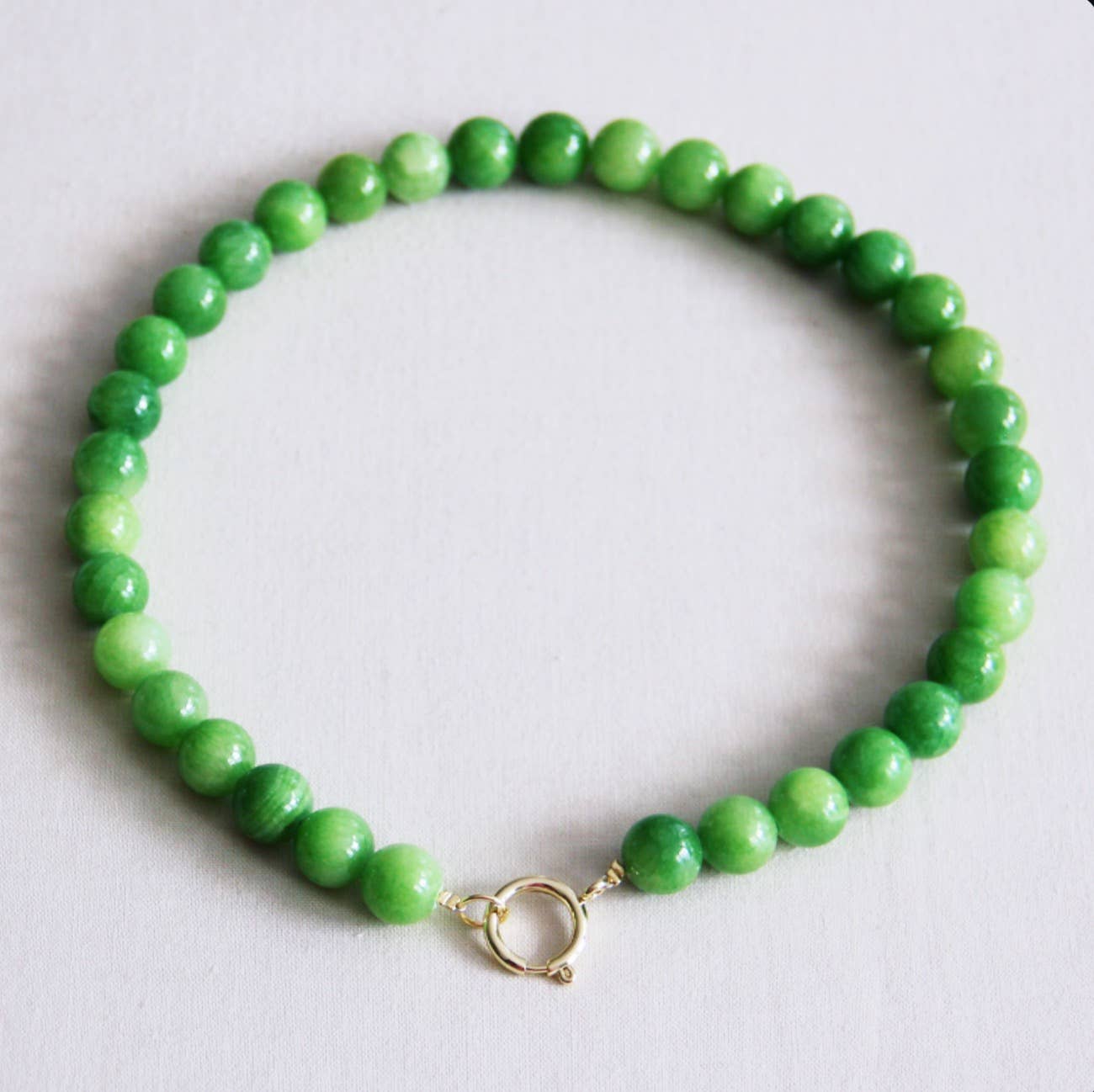 Bazou Collana con perline in pietra naturale XL - verde
