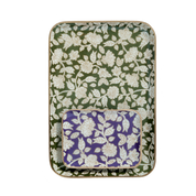 Bonheur du Jour Vassoio boho chic a fiori in metallo smaltato Jaya Verde