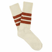 ESCUYER Calzini Stripes Crew - Ecru/Brick: EU 39/45 UK 6/10.5 US 6.5/11