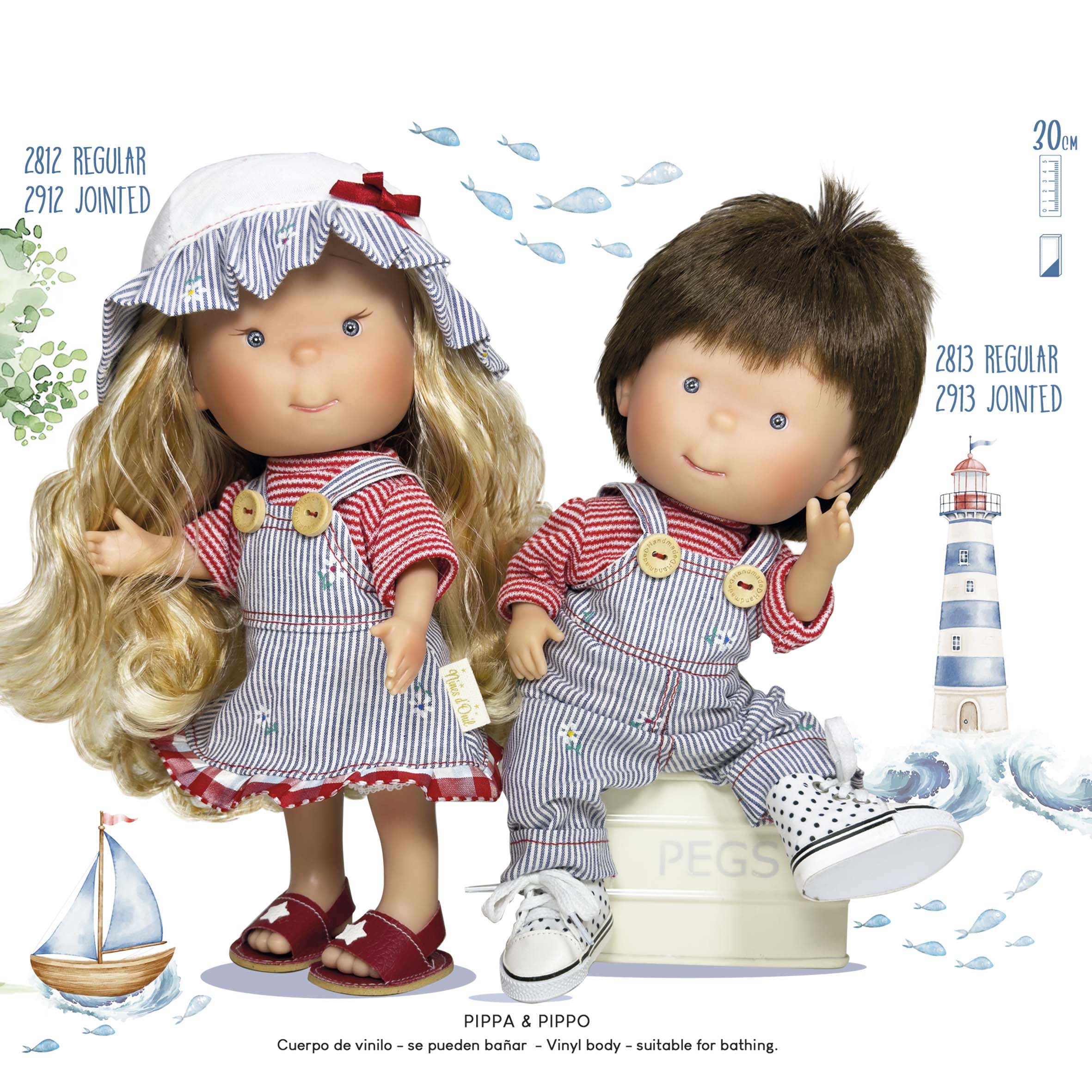 Nines Artesanals d'Onil Dolls Bambola Pippo Navy: NORMALE
