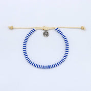 Pineapple Island Braccialetto in Argilla Blu con Perline, Braccialetto Regolabile di Koh Surf: Blu & Bianco