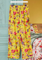 Namaste Pigiama Bird of Paradise in cotone indiano giallo tropicale