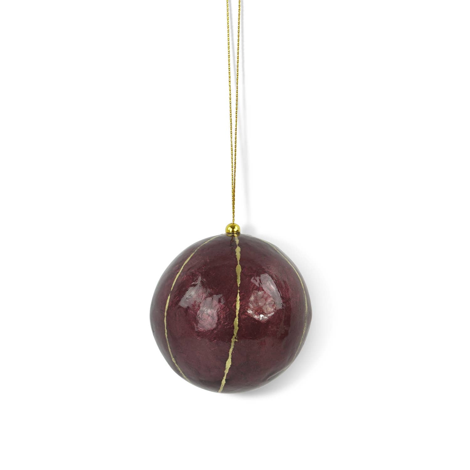 Kinta Pallina di Natale con cappuccio, strisce e dettagli dorati, 6 cm: Arabic Red