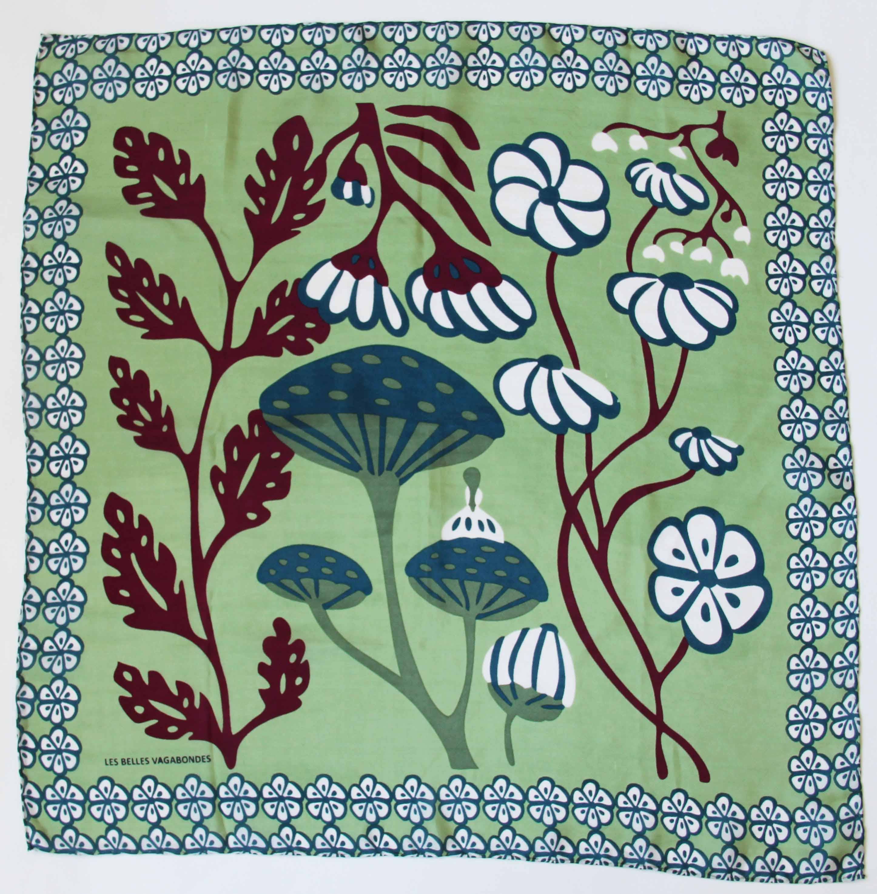 Les Belles Vagabondes Mini foulard Alice Almond in seta 50 x 50 cm
