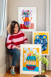Teresa Rego Stampa d'Arte Fine a Strisce Vaso: A4
