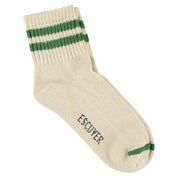 ESCUYER Calzini alla caviglia a righe da donna - Ecru / Verde: EU 36/41 UK 3.5/7 US 6/9.5