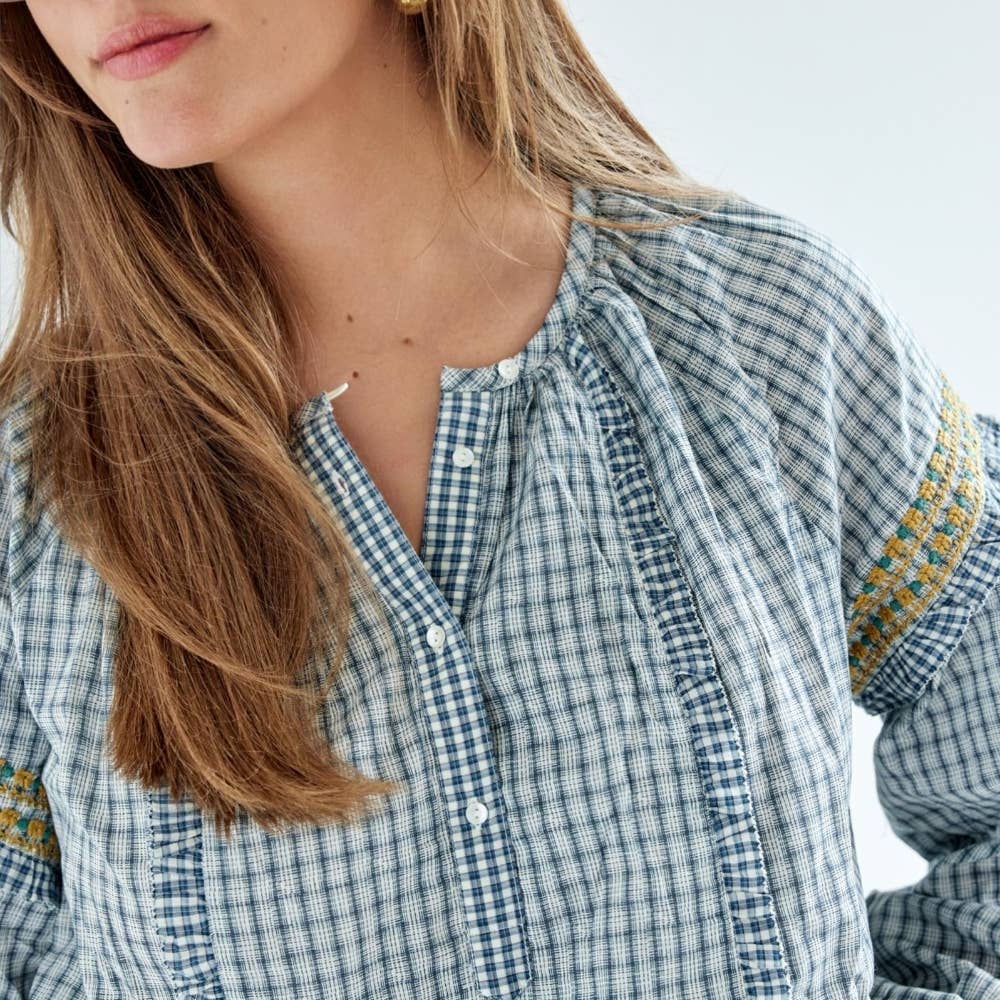 Bonheur du Jour Blusa Bahi Blu/Bianco