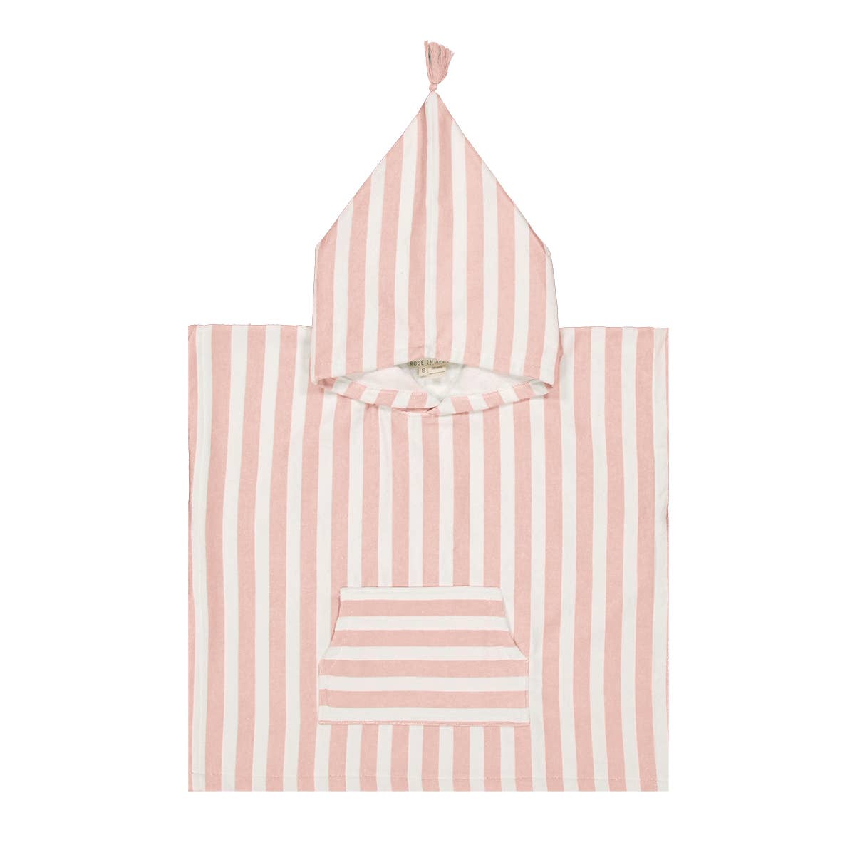 Rose in April Poncho da bagno per bambini Suzon a righe rosa chiaro