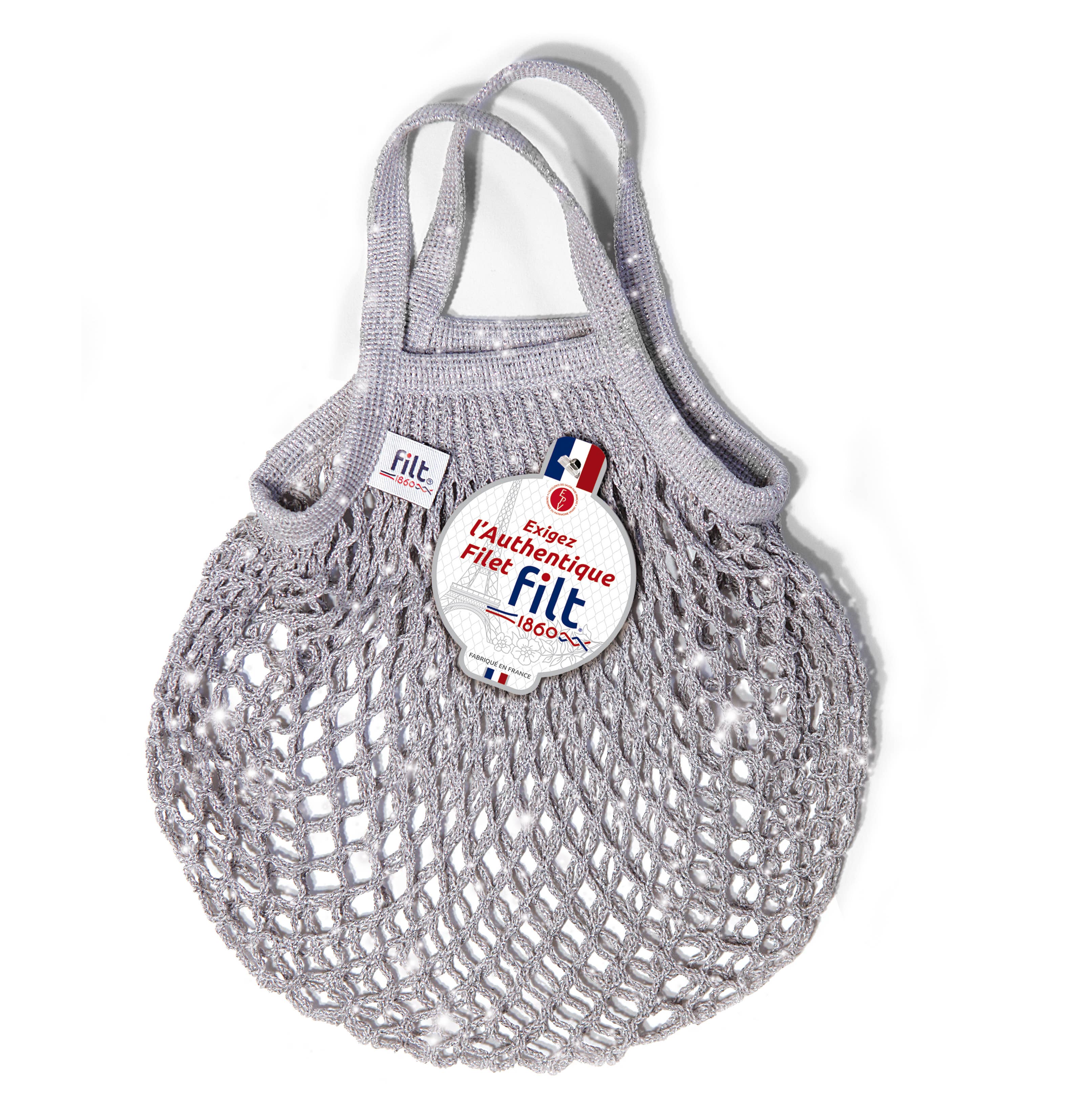 Rete glitterata grigio argento mini