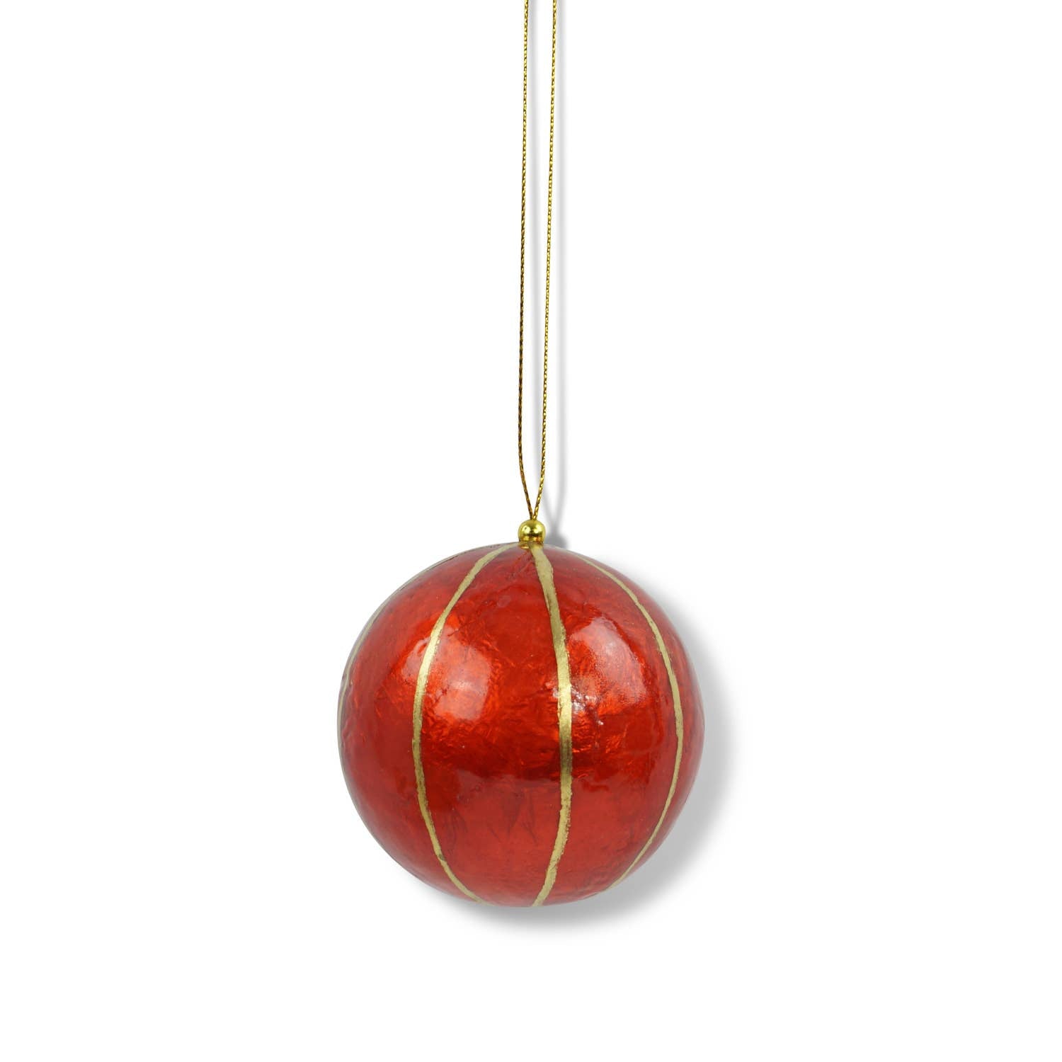 Kinta Pallina di Natale con cappuccio, strisce e dettagli dorati, 6 cm: Arabic Red
