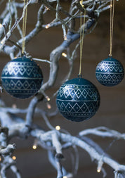 Namaste Set di 3 palline di cartapesta: Blu petrolio (PBL)