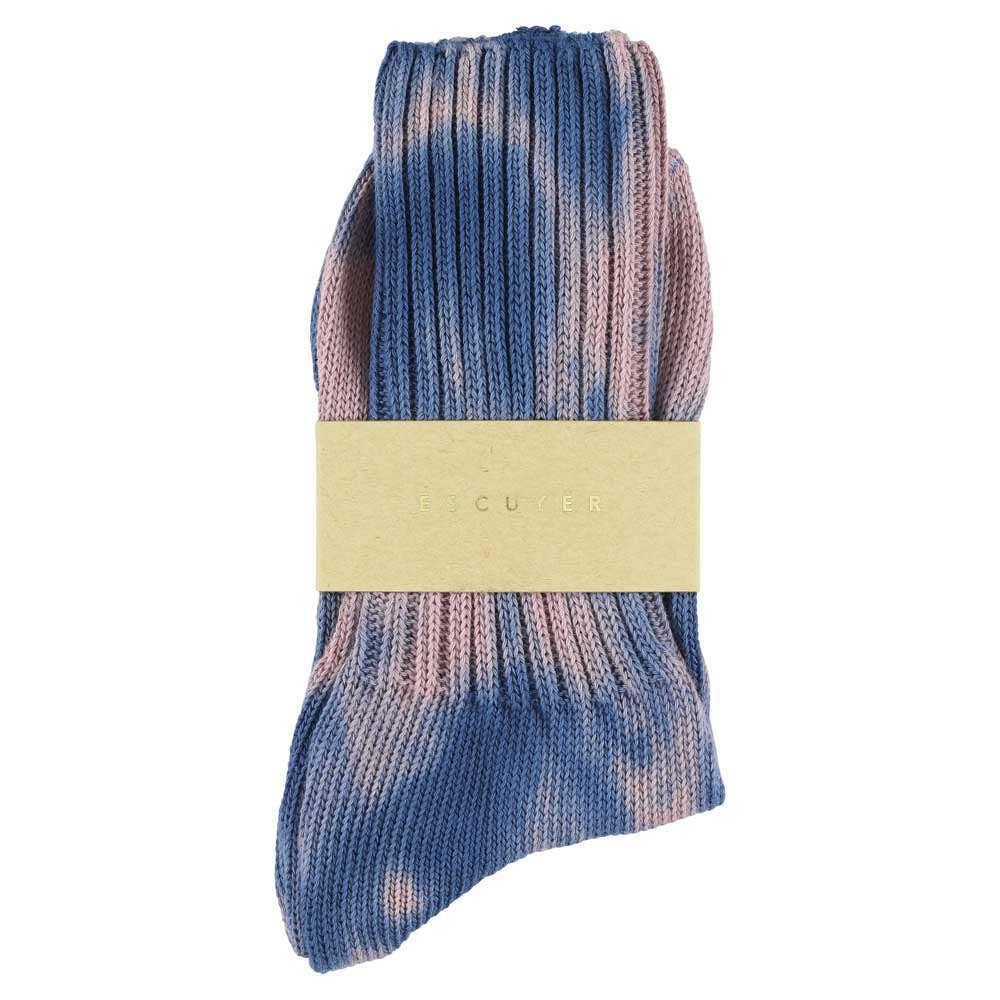 ESCUYER Calzini Tie Dye Donna - Indigo/ Coral: EU 36/41 UK 3.5/7 US 6/9.5