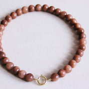 Bazou Collana con perline in pietra naturale XL - marrone