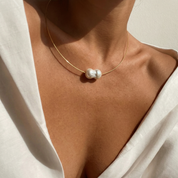 Goupi Lab Collana minimalista con perle d'acqua dolce: Silver