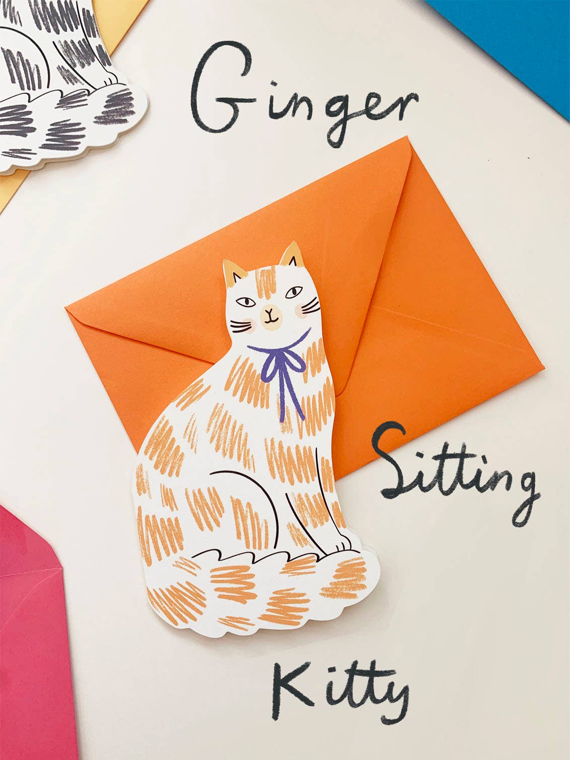 Kitty Kenda PapergoodsBiglietto di Auguri a Forma di Gatto Seduto - Rosso
