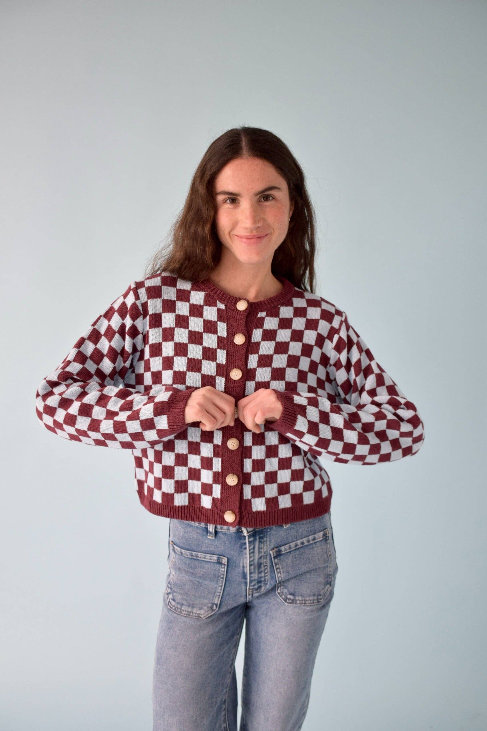 MindTraveler Cardigan Martina Borgogna e Celeste