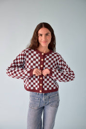 MindTraveler Cardigan Martina Borgogna e Celeste