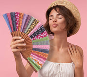 Tusitala Barcelona Ventaglio patchwork in legno e cotone
