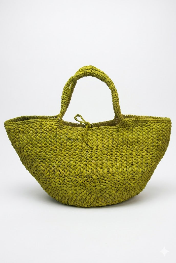 NATURELLEMENT- Borsa a Mano in Rafia Stile Cesta Farah giallo