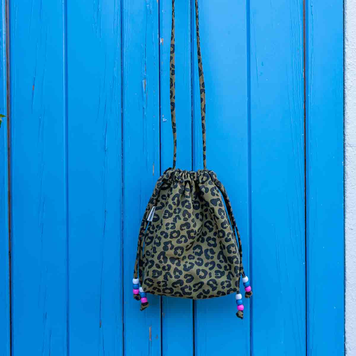 Rose in April Borsa Paloma Graou Olive con stampa leopardata
