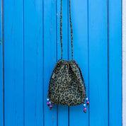 Rose in April Borsa Paloma Graou Olive con stampa leopardata