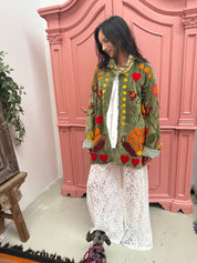 ToutVintage Giacca di velluto LOVE verde: Stripes