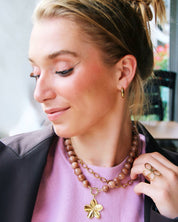 Bazou Collana con perline in pietra naturale XL - marrone