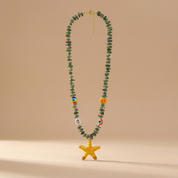 Goupi Lab Lunga collana statement con stella marina in ceramica: Green