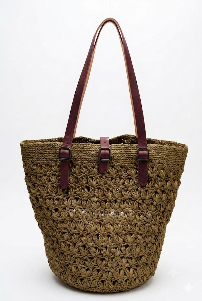 NATURELLEMENT - Borsa Tote in Rafia Intrecciata a Mano Gabriel