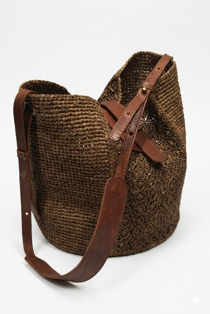NATURELLEMENT- Borsa a Tracolla in Rafia Artigianale Juliana