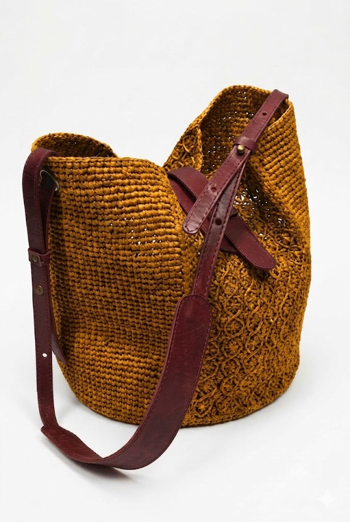 NATURELLEMENT- Borsa a Tracolla in Rafia Artigianale Juliana