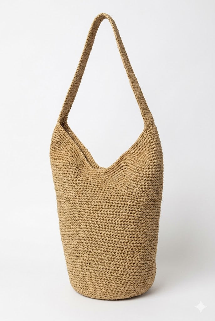 NATURELLEMENT - Borsa Hobo in Rafia Artigianale Lucienne