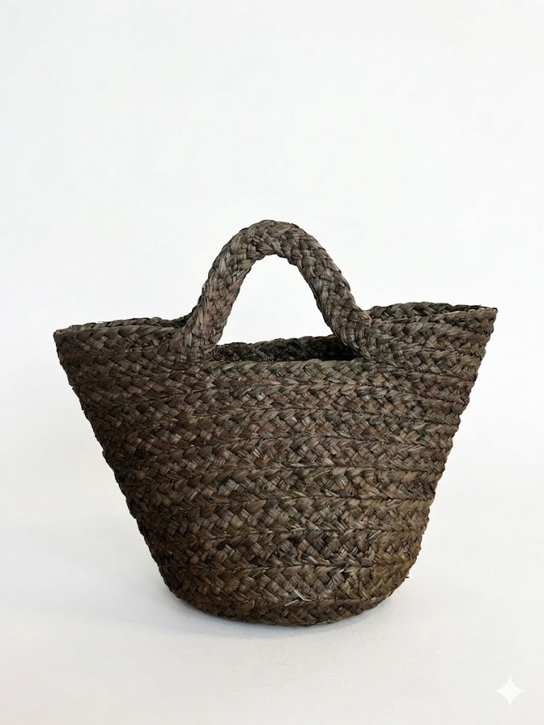 NATURELLEMENT - Cesta Artigianale in Fibra Naturale Intrecciata a Mano Tinette choco